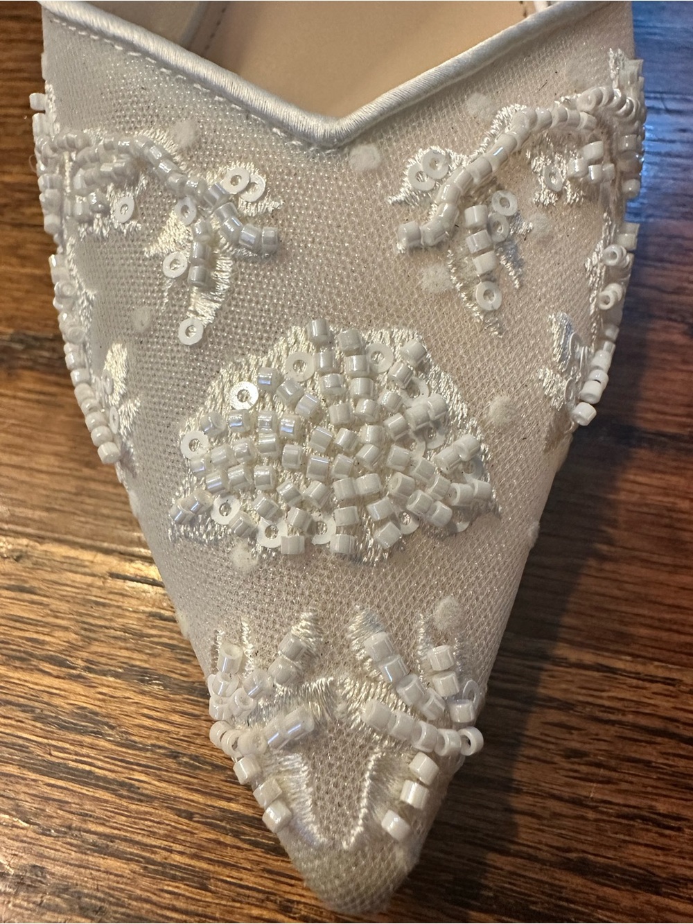 Embroidered Slingback Evening Pump in Ivory - Picture 7 of 16